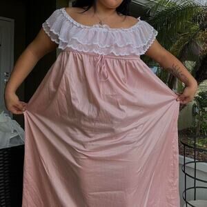 Vintage Lanvin Pink Lace Dress Lace Coquette Nightgown Chic Garden Party